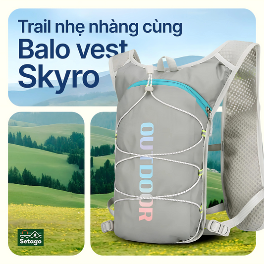 Balo trail Skyro + Túi chống nước - dung tích lớn, thoáng, nhẹ, nhiều màu
