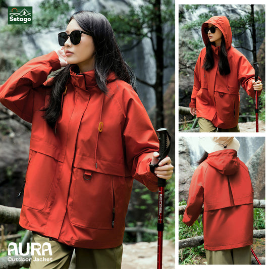 Áo khoác dã ngoại Aura - dáng oversize năng động với cổ cao giúp chống gió, chống thấm nước, chống nắng tối ưu