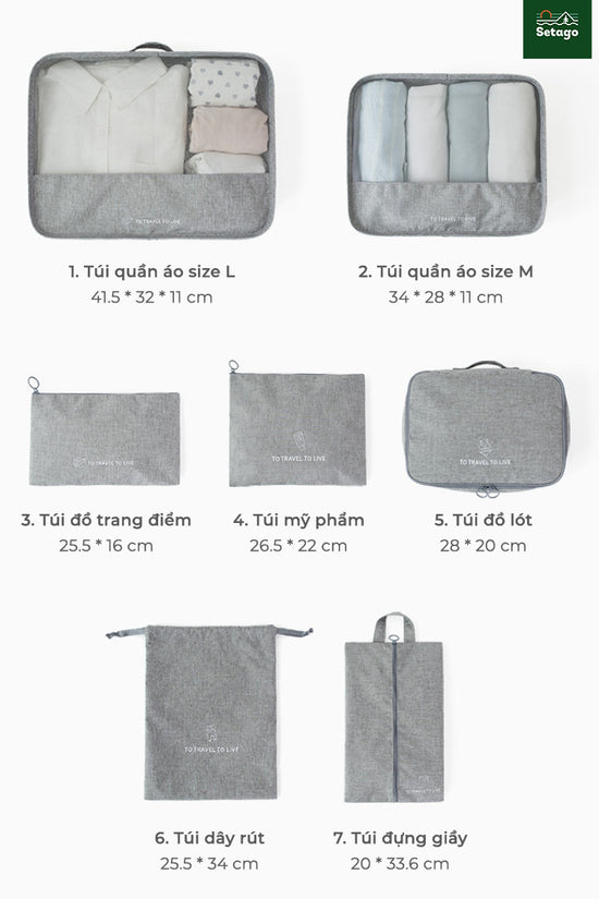 Bí kíp du lịch nhẹ nhàng cho gia đình có con nhỏ với túi đựng đồ du lịch Travel Pack - Bộ 7 sản phẩm.