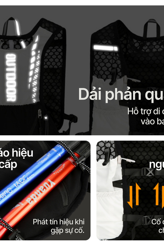 Balo Trail Vanta - tích hợp túi nước 1,5l, thiết kế ôm sát , thoáng nhẹ tiện lợi