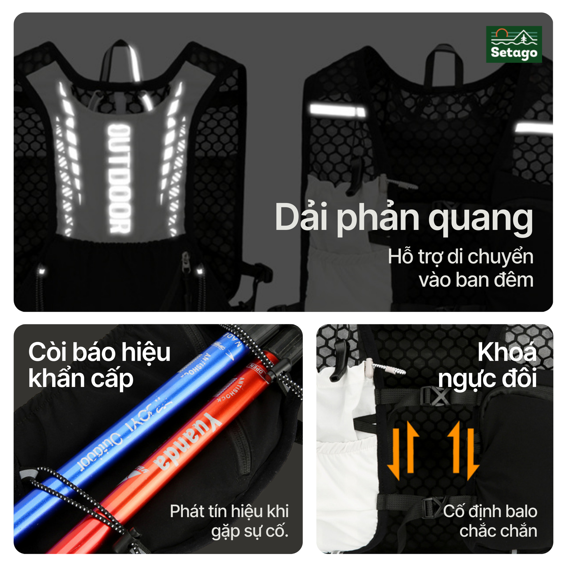 Balo Trail Vanta - tích hợp túi nước 1,5l, thiết kế ôm sát , thoáng nhẹ tiện lợi