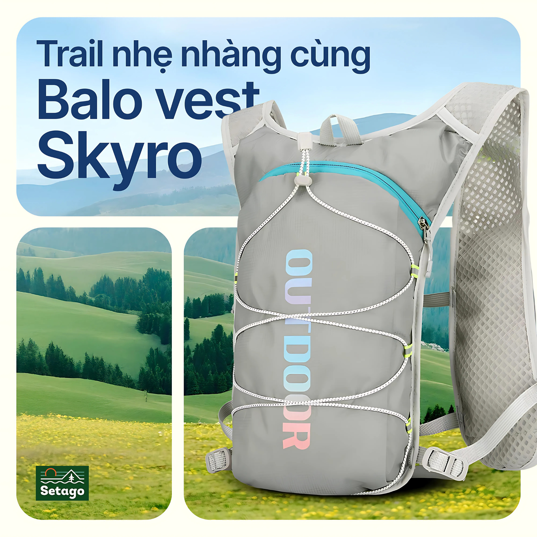 Balo trail Skyro + Túi chống nước - dung tích lớn, thoáng, nhẹ, nhiều màu
