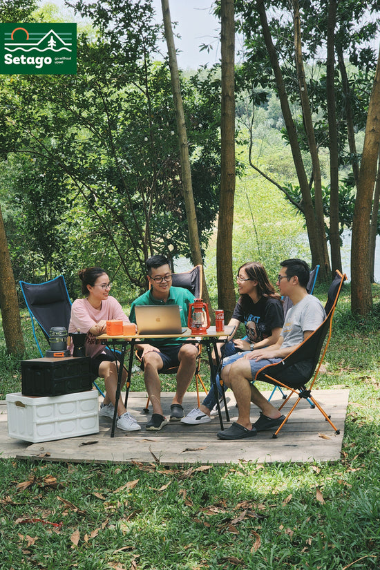 Bàn Dã Ngoại Flex Table Nhôm Vân Gỗ Nâng Hạ Chiều Cao