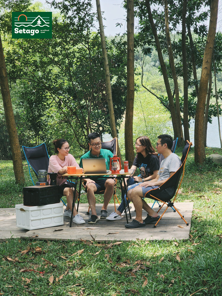 Bàn Dã Ngoại Flex Table Nhôm Vân Gỗ Nâng Hạ Chiều Cao