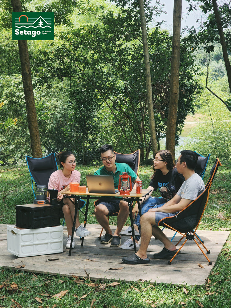 Bàn Dã Ngoại Flex Table Nhôm Vân Gỗ Nâng Hạ Chiều Cao