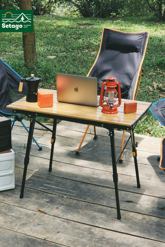 Bàn Dã Ngoại Flex Table Nhôm Vân Gỗ Nâng Hạ Chiều Cao