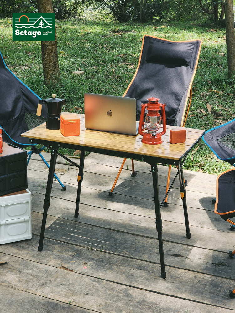 Bàn Dã Ngoại Flex Table Nhôm Vân Gỗ Nâng Hạ Chiều Cao