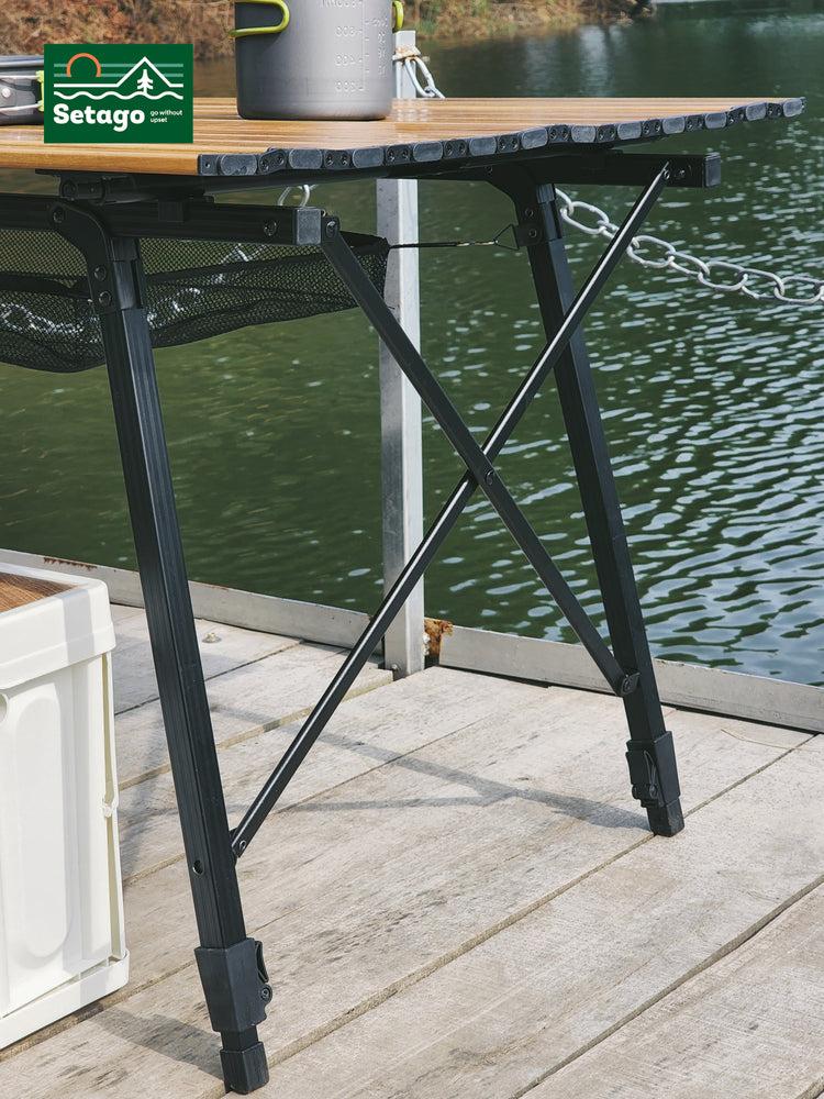 Bàn Dã Ngoại Flex Table Nhôm Vân Gỗ Nâng Hạ Chiều Cao