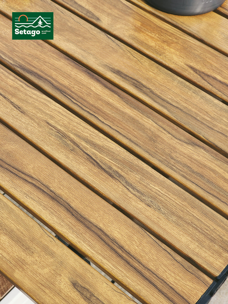 Bàn Dã Ngoại Flex Table Nhôm Vân Gỗ Nâng Hạ Chiều Cao