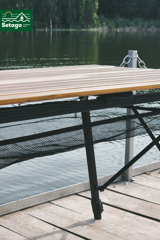 Bàn Dã Ngoại Flex Table Nhôm Vân Gỗ Nâng Hạ Chiều Cao