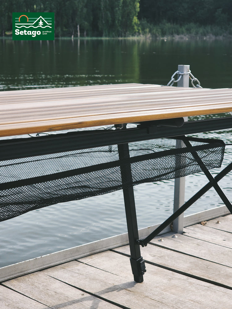 Bàn Dã Ngoại Flex Table Nhôm Vân Gỗ Nâng Hạ Chiều Cao