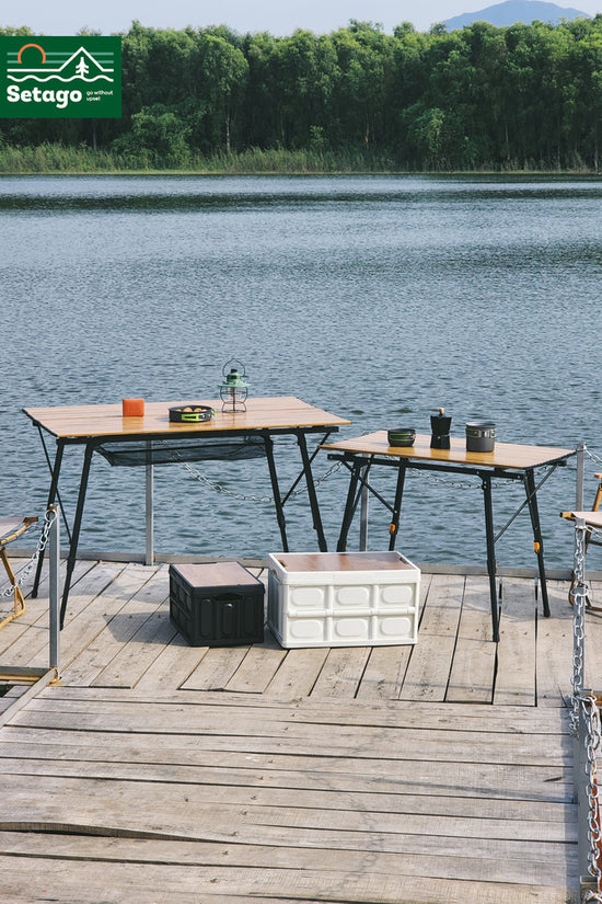 Bàn Dã Ngoại Flex Table Nhôm Vân Gỗ Nâng Hạ Chiều Cao