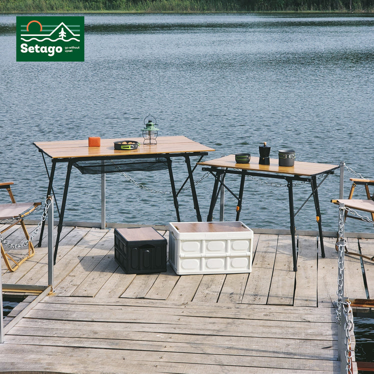 Bàn Dã Ngoại Flex Table Nhôm Vân Gỗ Nâng Hạ Chiều Cao