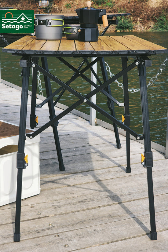 Bàn Dã Ngoại Flex Table Nhôm Vân Gỗ Nâng Hạ Chiều Cao