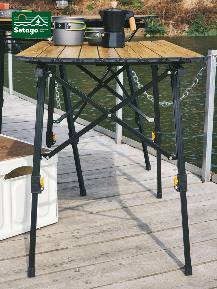 Bàn Dã Ngoại Flex Table Nhôm Vân Gỗ Nâng Hạ Chiều Cao