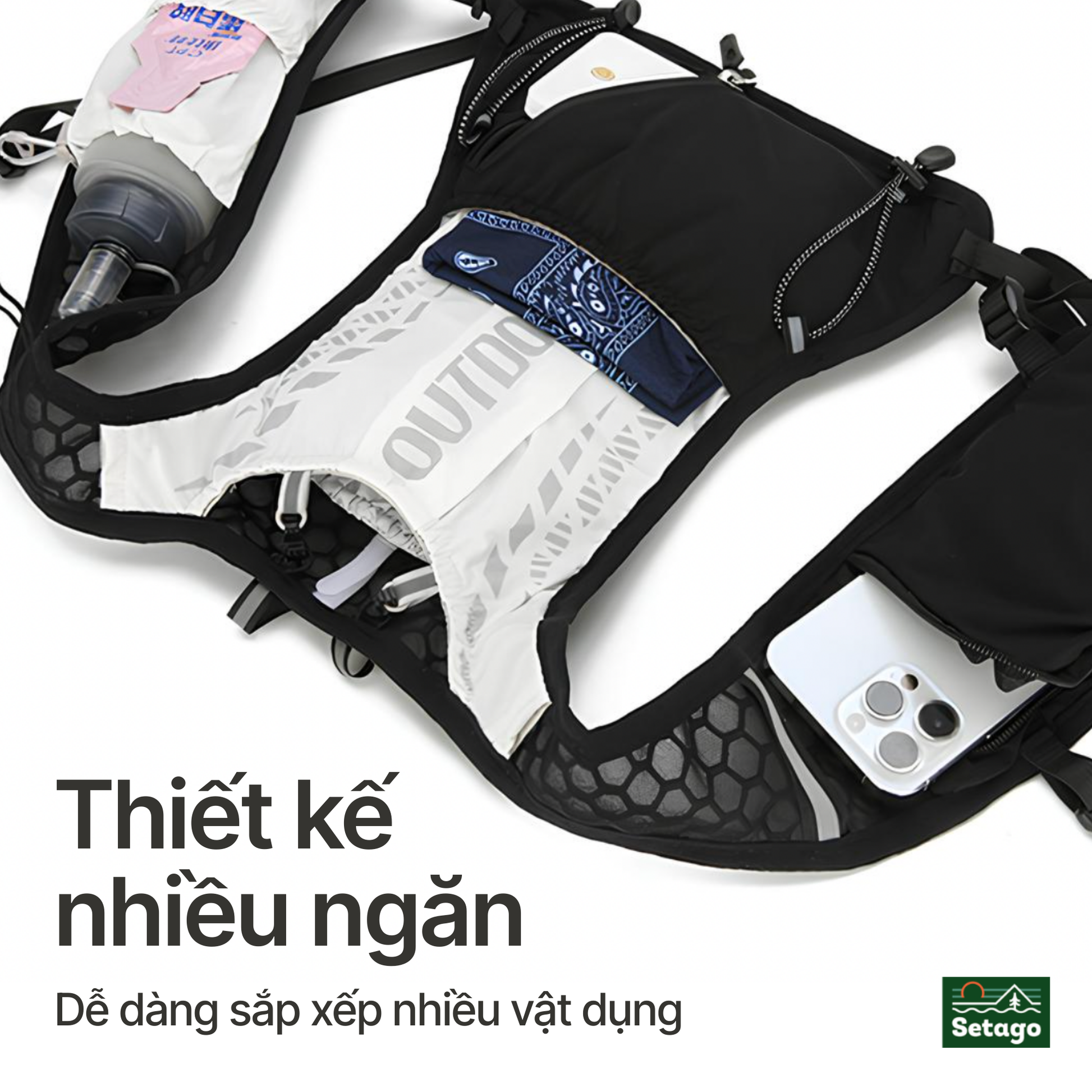 Balo Trail Vanta - tích hợp túi nước 1,5l, thiết kế ôm sát , thoáng nhẹ tiện lợi
