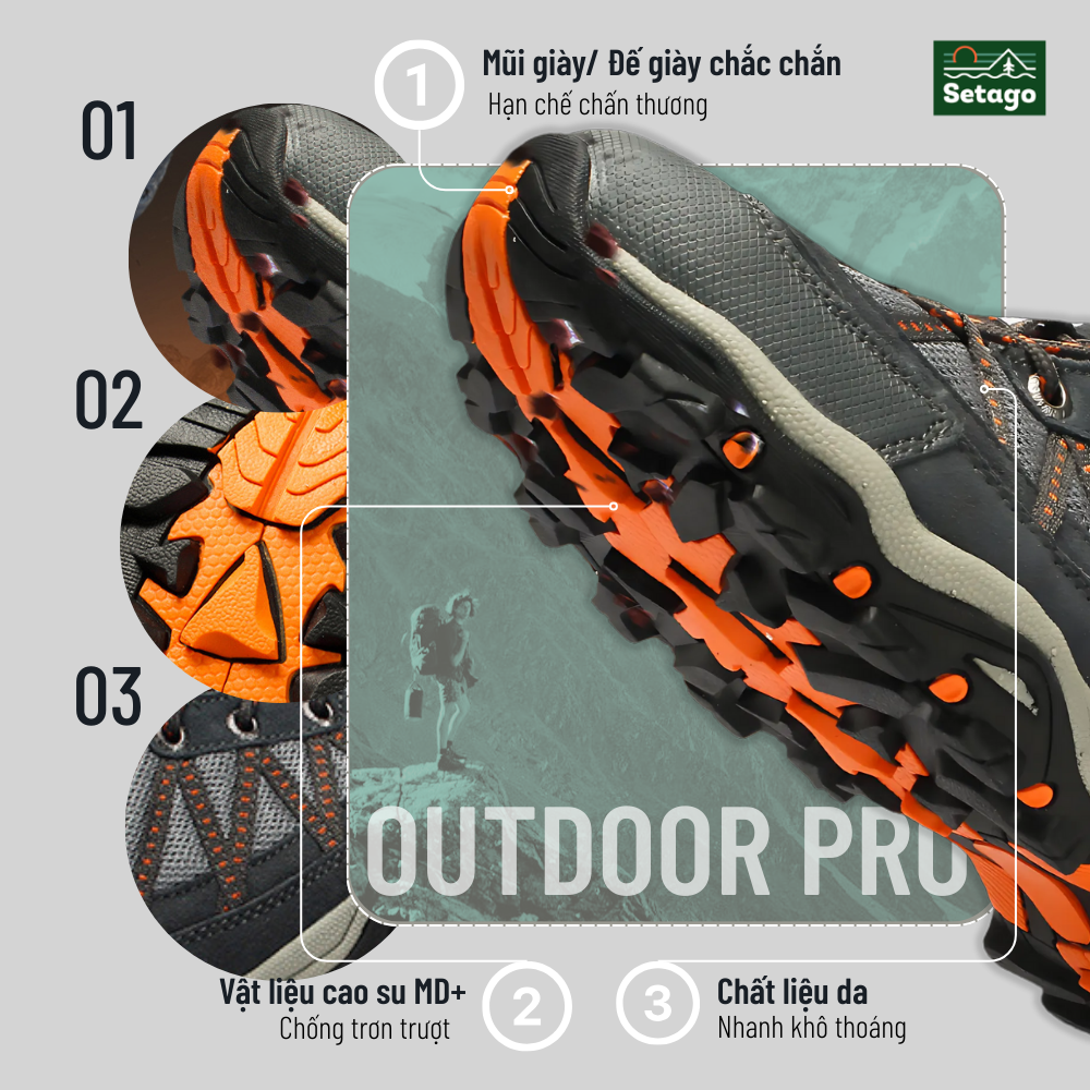 GIÀY OUTDOOR PRO – NHẸ, ÊM, BÁM ĐỊA HÌNH CỰC TỐT