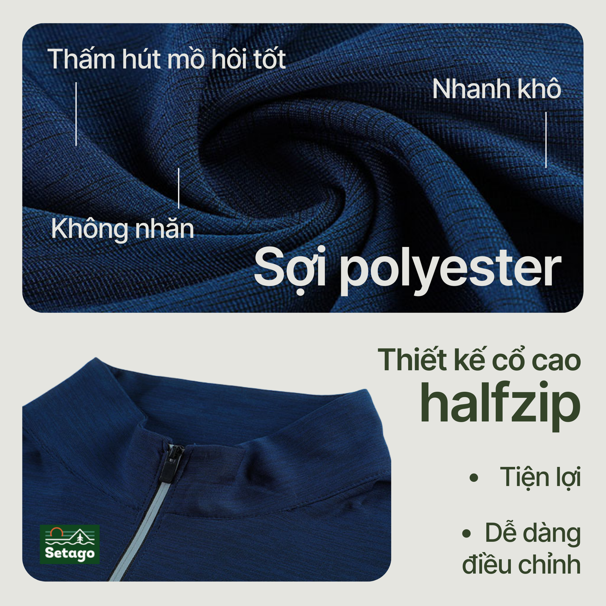 Áo Halfzip Ventra mùa hè Nam - Nhẹ , thoáng khí, mau khô