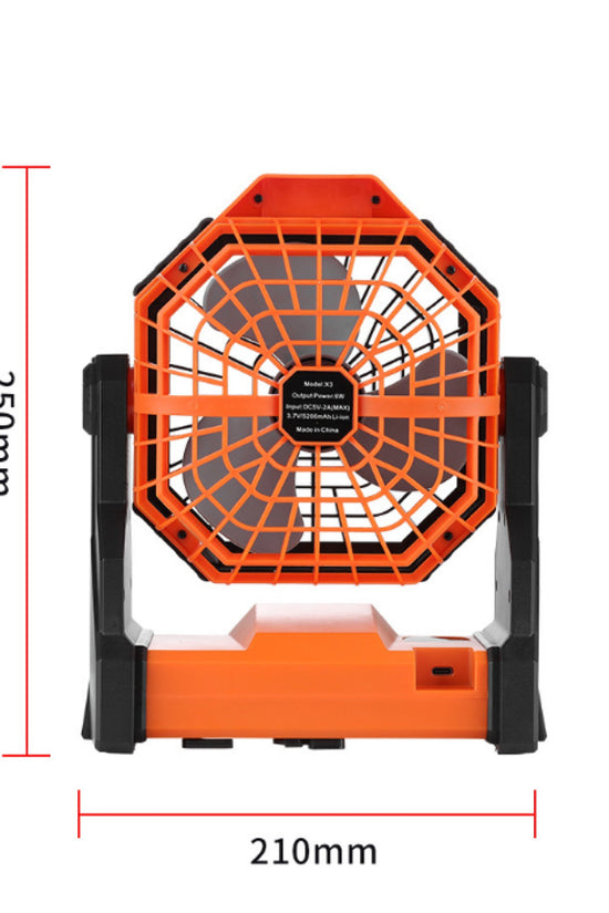 Quạt cắm trại kết hợp đèn chiếu sáng siêu tiết kiệm điện, gọn nhẹ dùng để bàn hoặc treo đều phù hợp