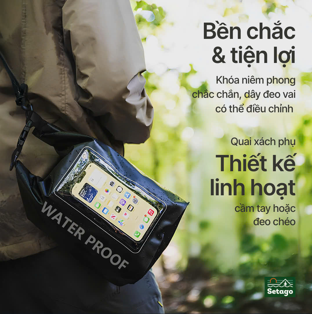 Túi chống nước AquaZip - quai chéo 2L/5L, nhỏ gọn, chống thấm
