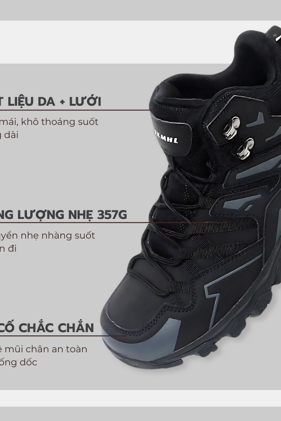 Giày Terra Shoes cổ cao, chống nước, siêu nhẹ – bảo vệ chân tối đa, chinh phục mọi địa hình