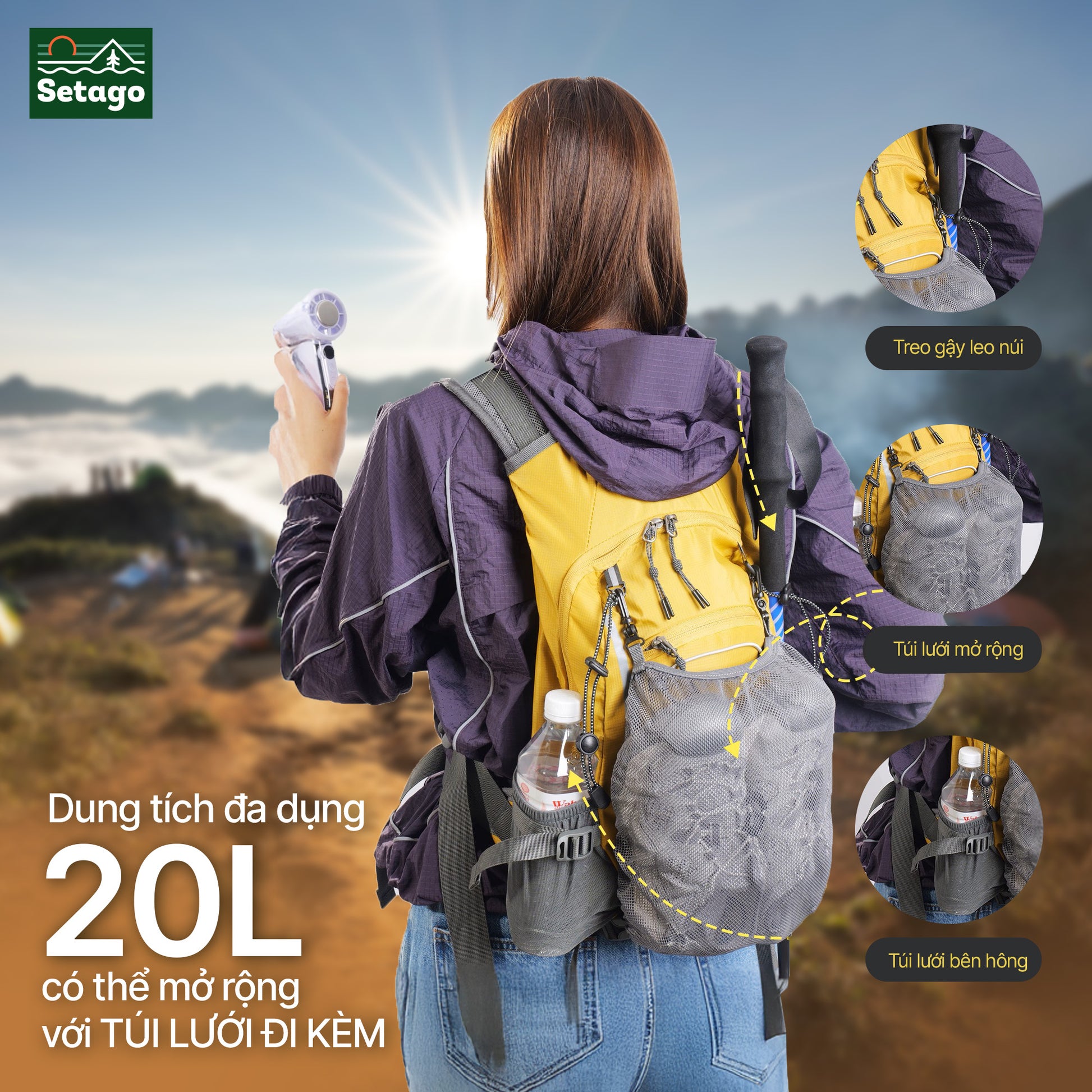 Balo dã ngoại thể thao Seeker - 20L, gọn nhẹ cho chuyến đi ngắn ngày
