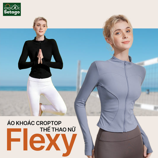 Áo khoác croptop thể thao nữ Flexy- mỏng nhẹ, co giãn, tôn dáng