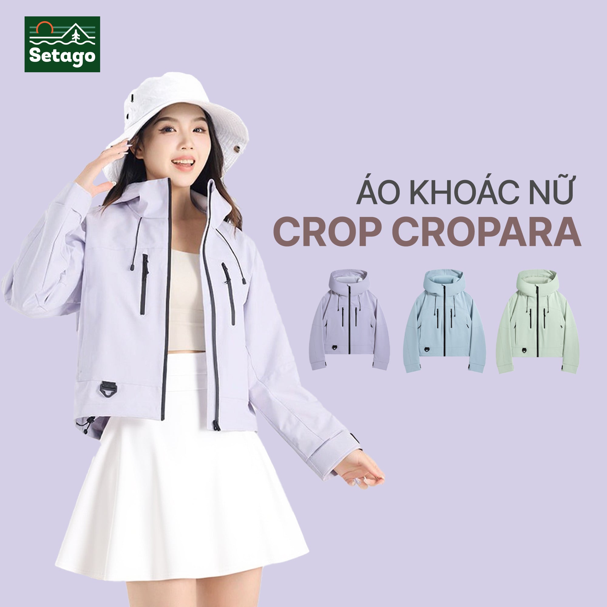 ÁO KHOÁC CROPTOP NỮ CROPARA – CẢN GIÓ, CHỐNG NƯỚC, NỮ TÍNH VÀ NĂNG ĐỘNG