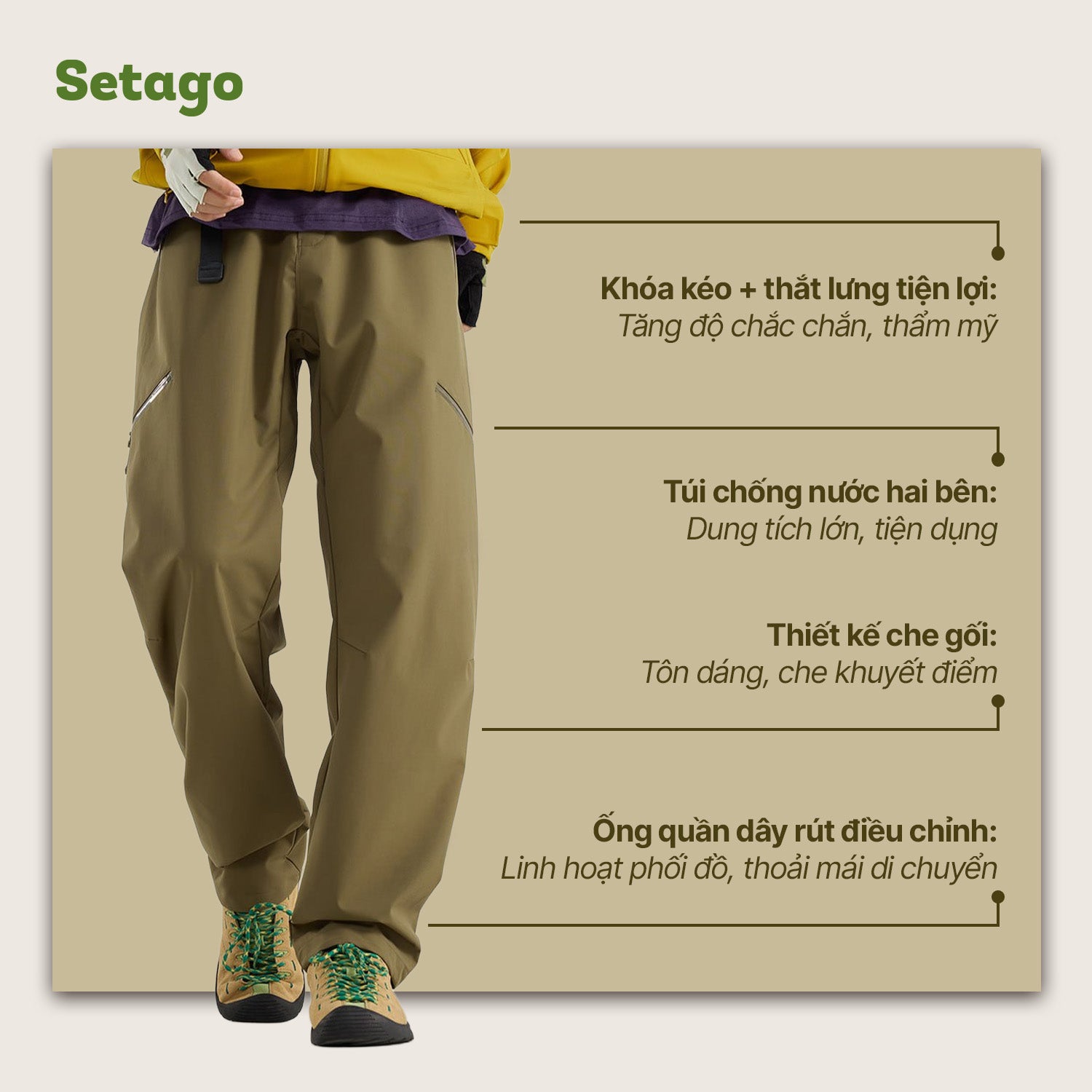 Quần dã ngoại leo núi chống nước DryPeak - Chống nước, khô ráo ở mọi cao dộ