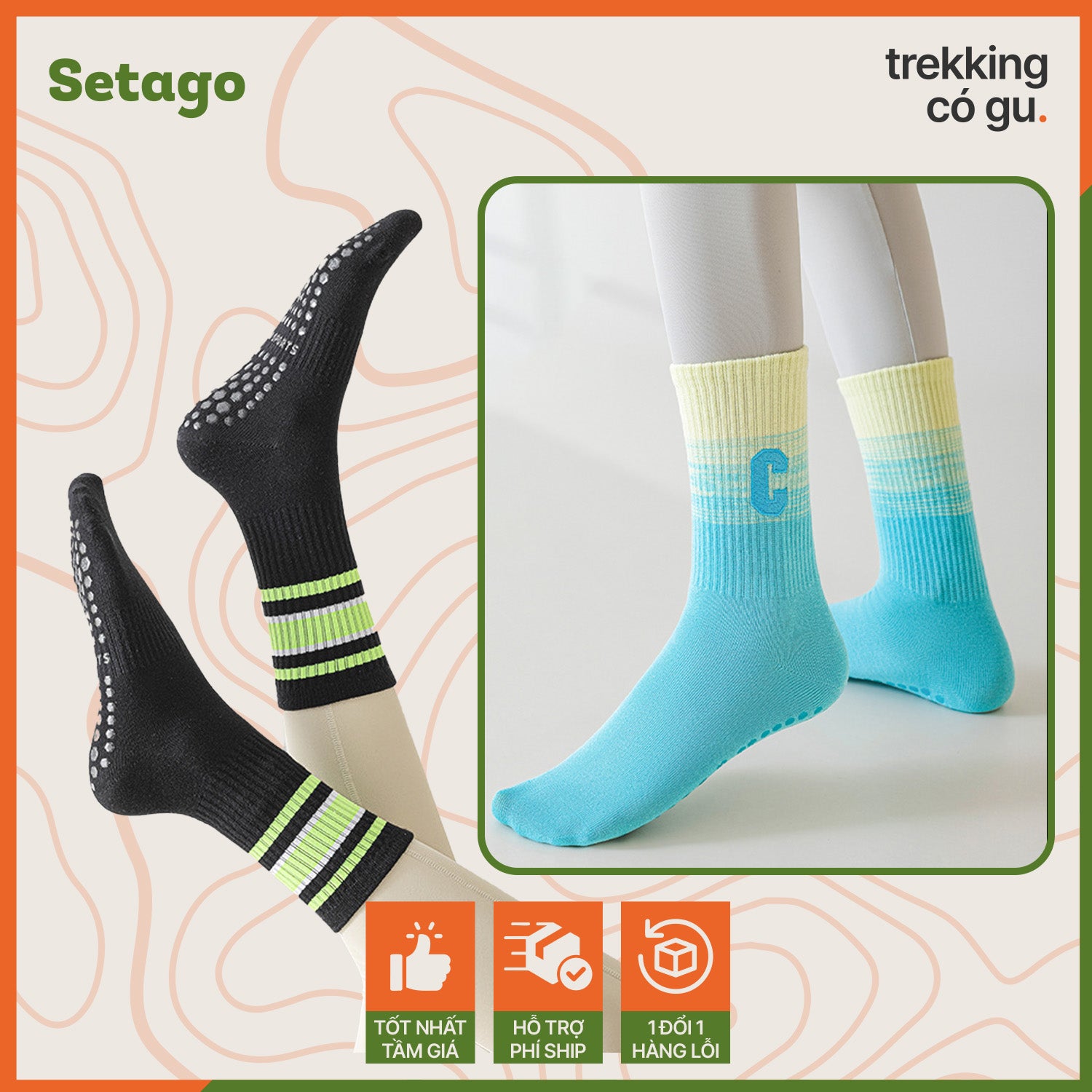 Tất chống trơn thể thao Grip Socks - Chống trượt, êm chân