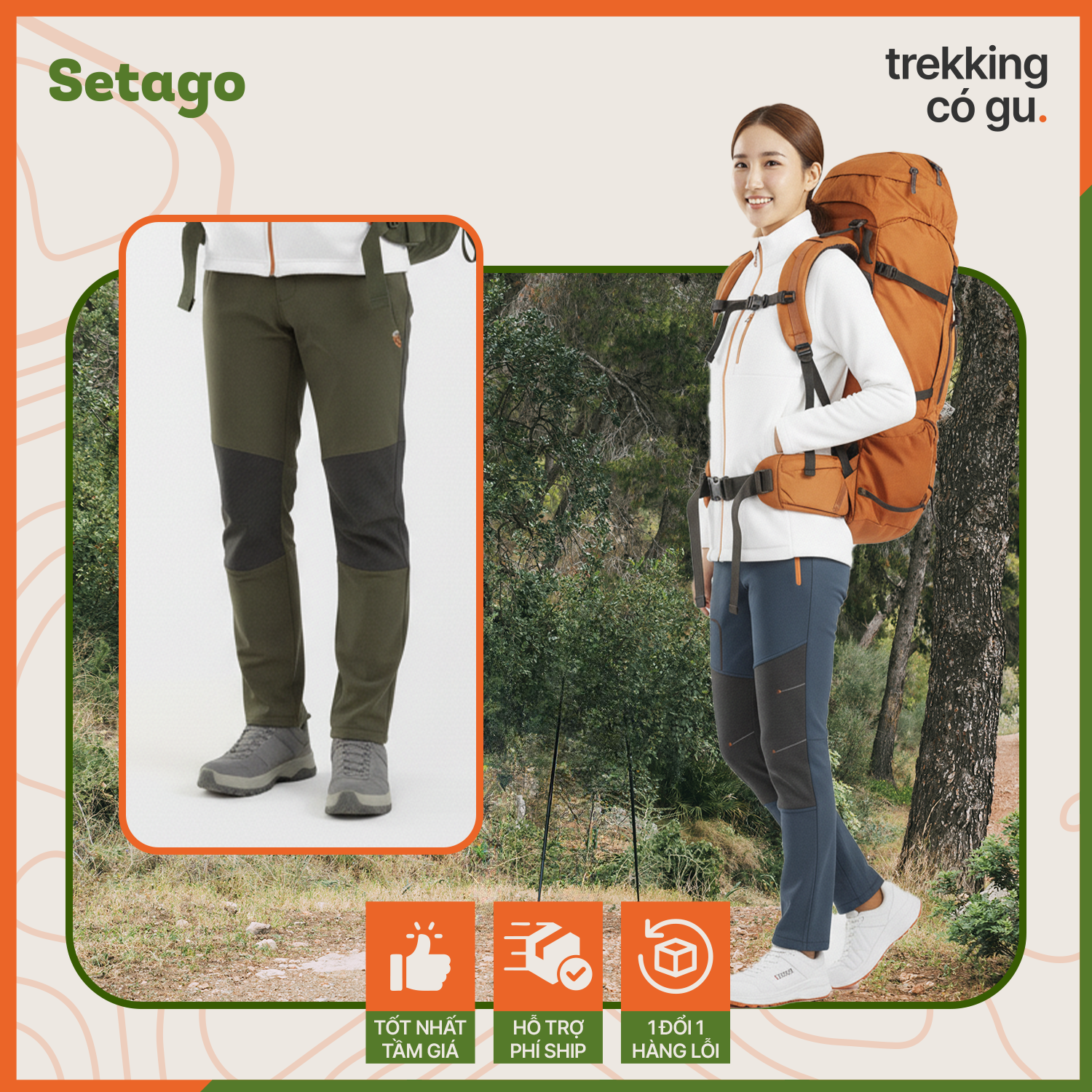 Quần leo núi lót nỉ mùa đông Alaska - Giữ ấm, trượt nước, chống mài mòn