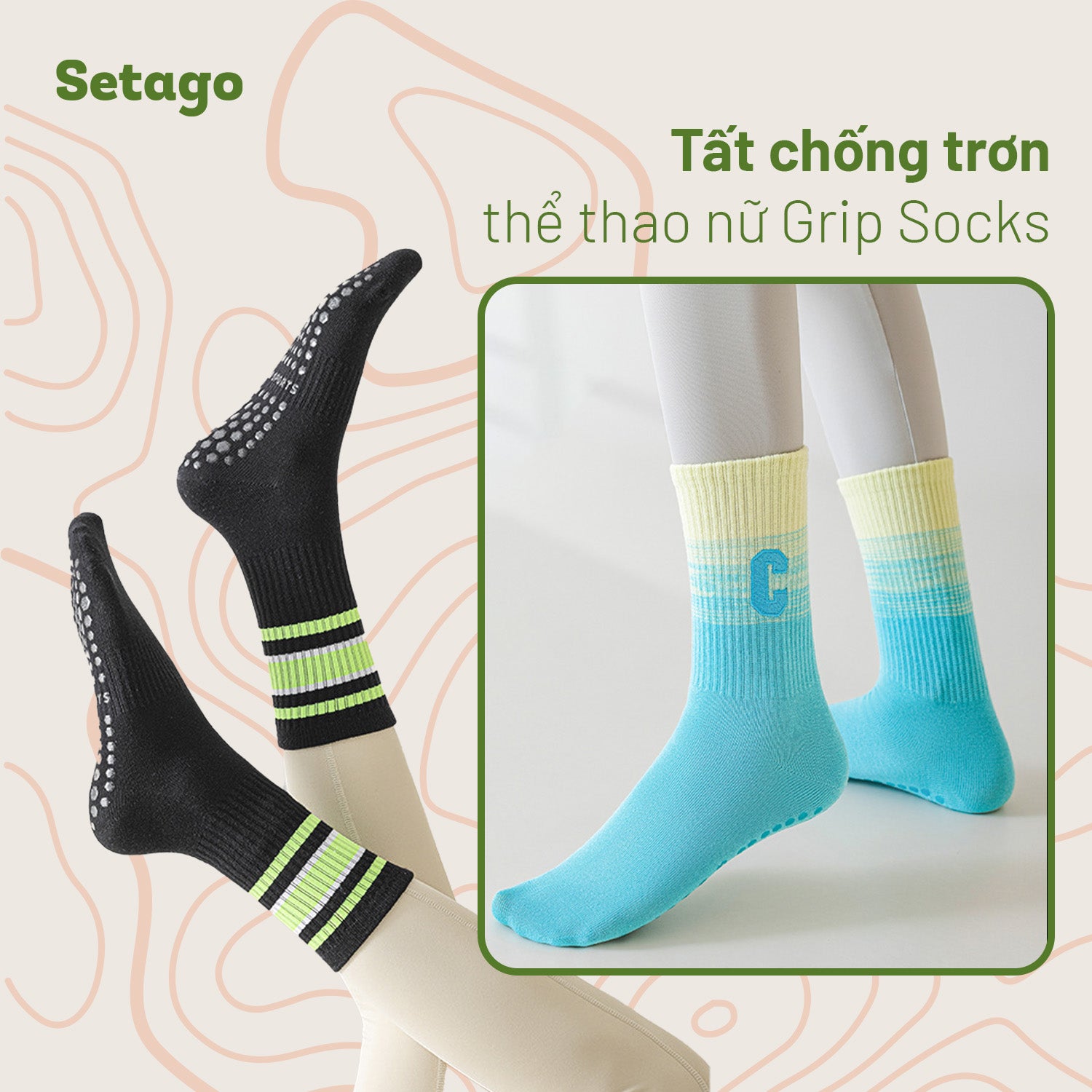 Tất chống trơn thể thao Grip Socks - Chống trượt, êm chân