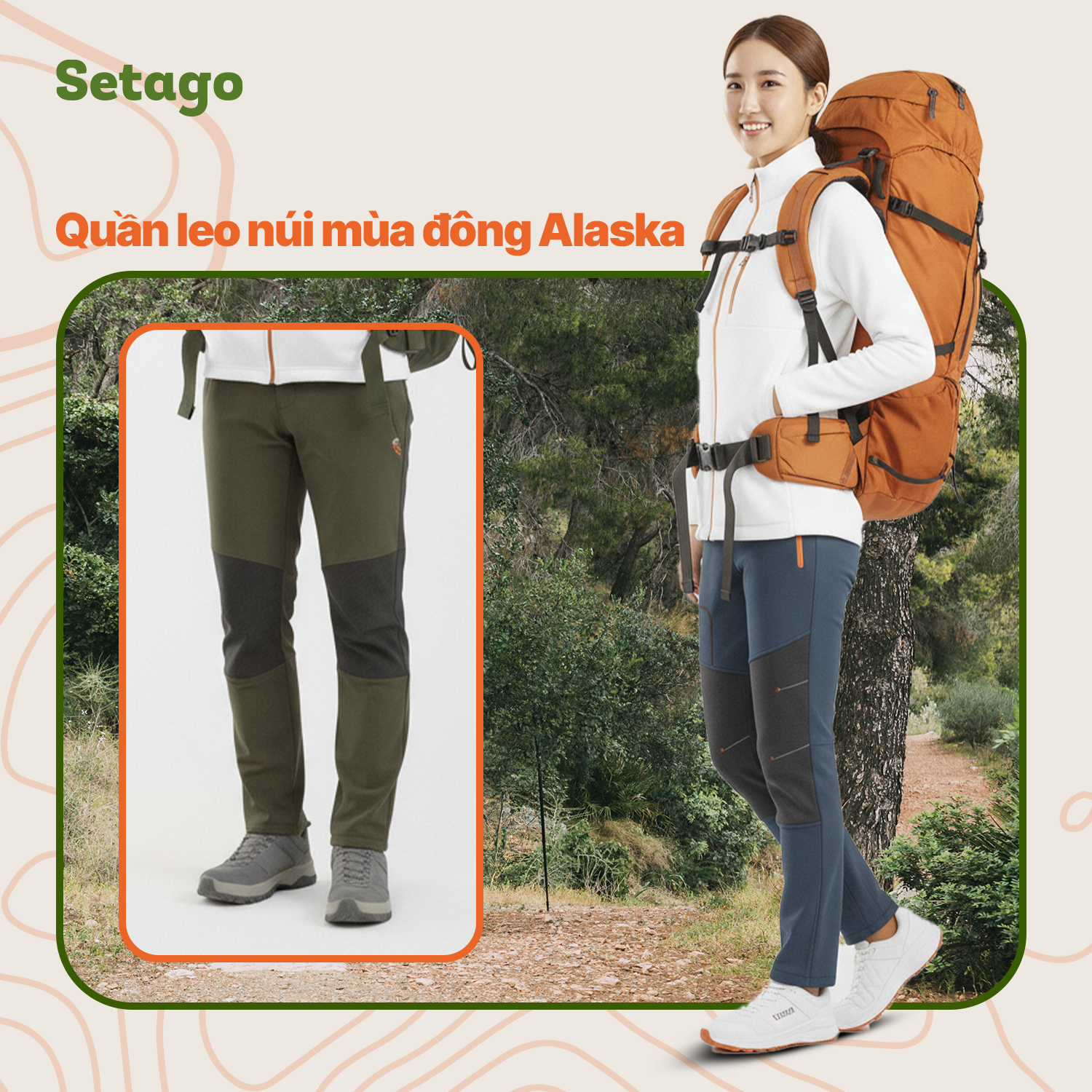 Quần leo núi lót nỉ mùa đông Alaska - Giữ ấm, trượt nước, chống mài mòn