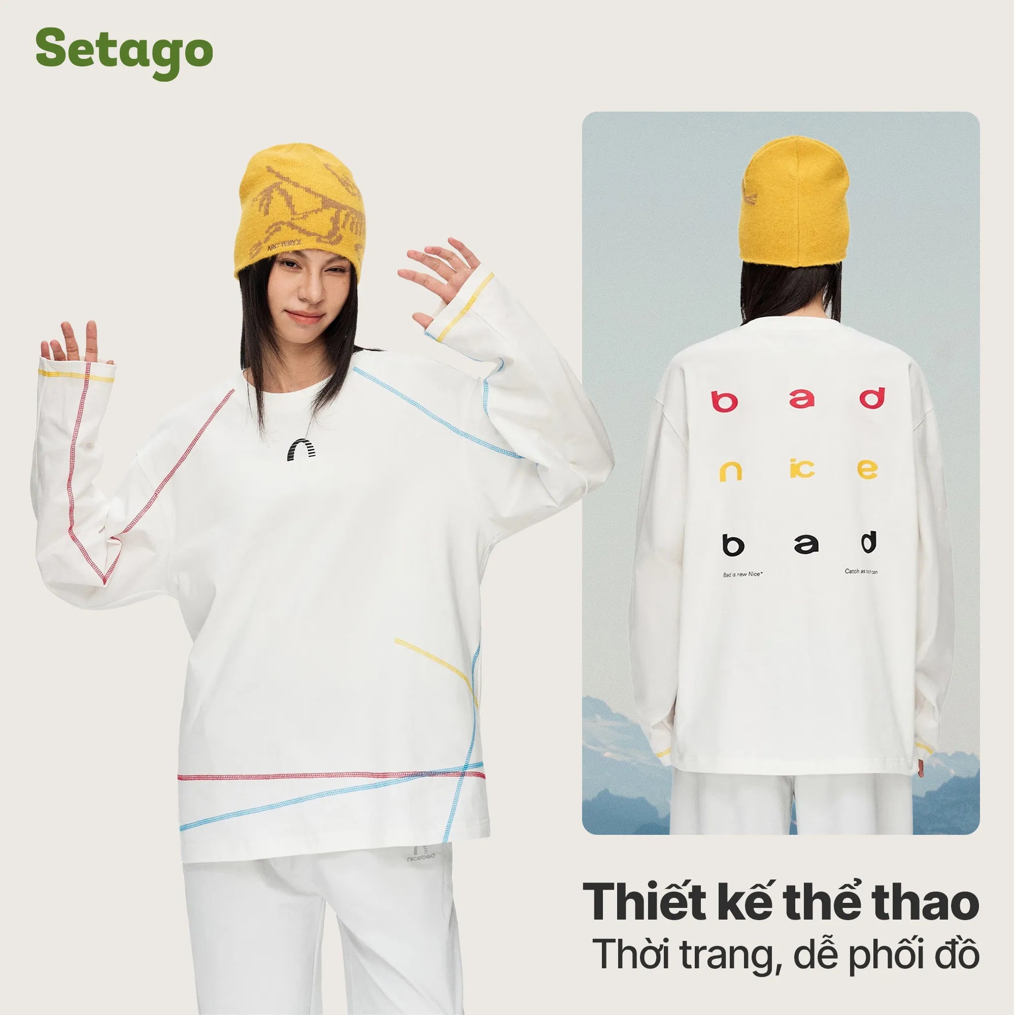 Áo dài tay NiceBad Oversize thể thao