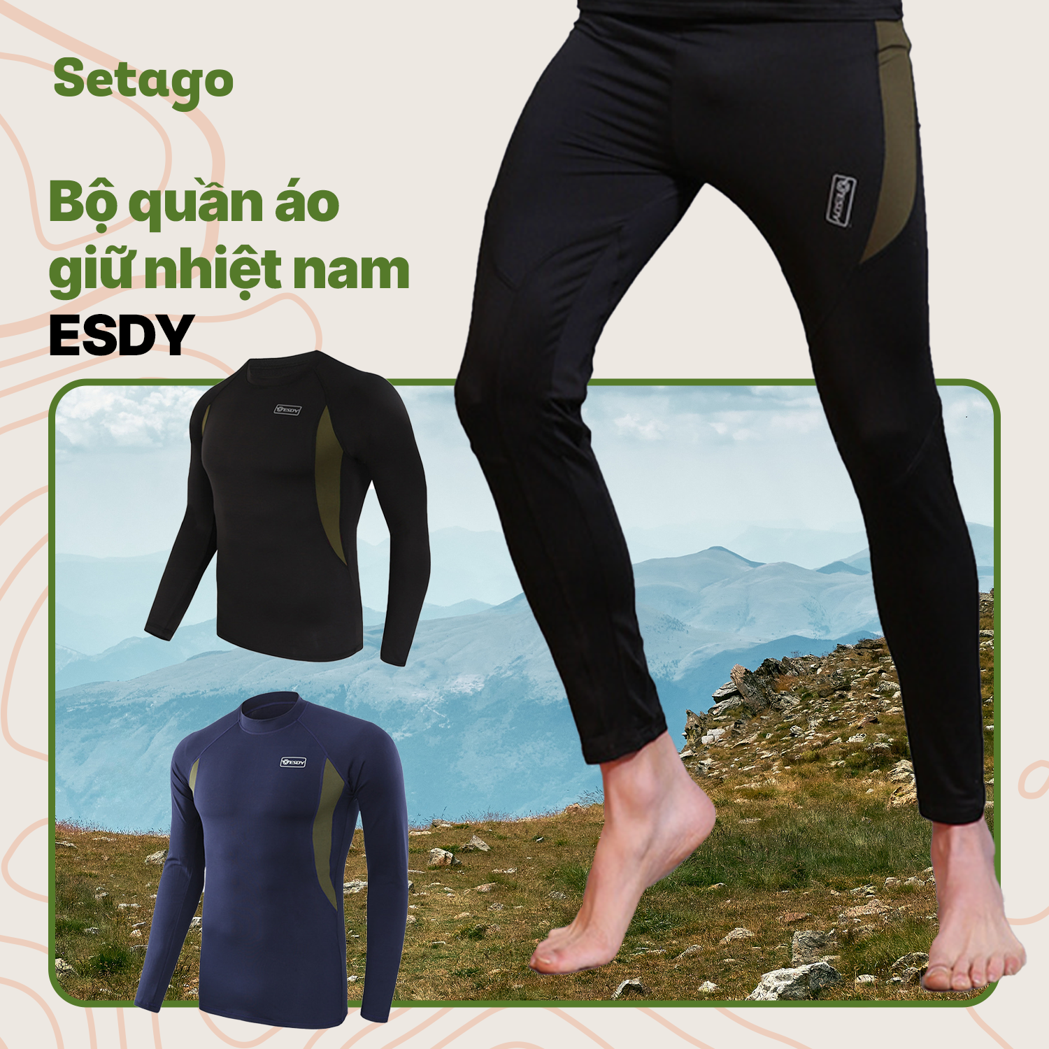 Bộ đồ giữ nhiệt nam ESDY - Nhẹ, co giãn, thoáng khí