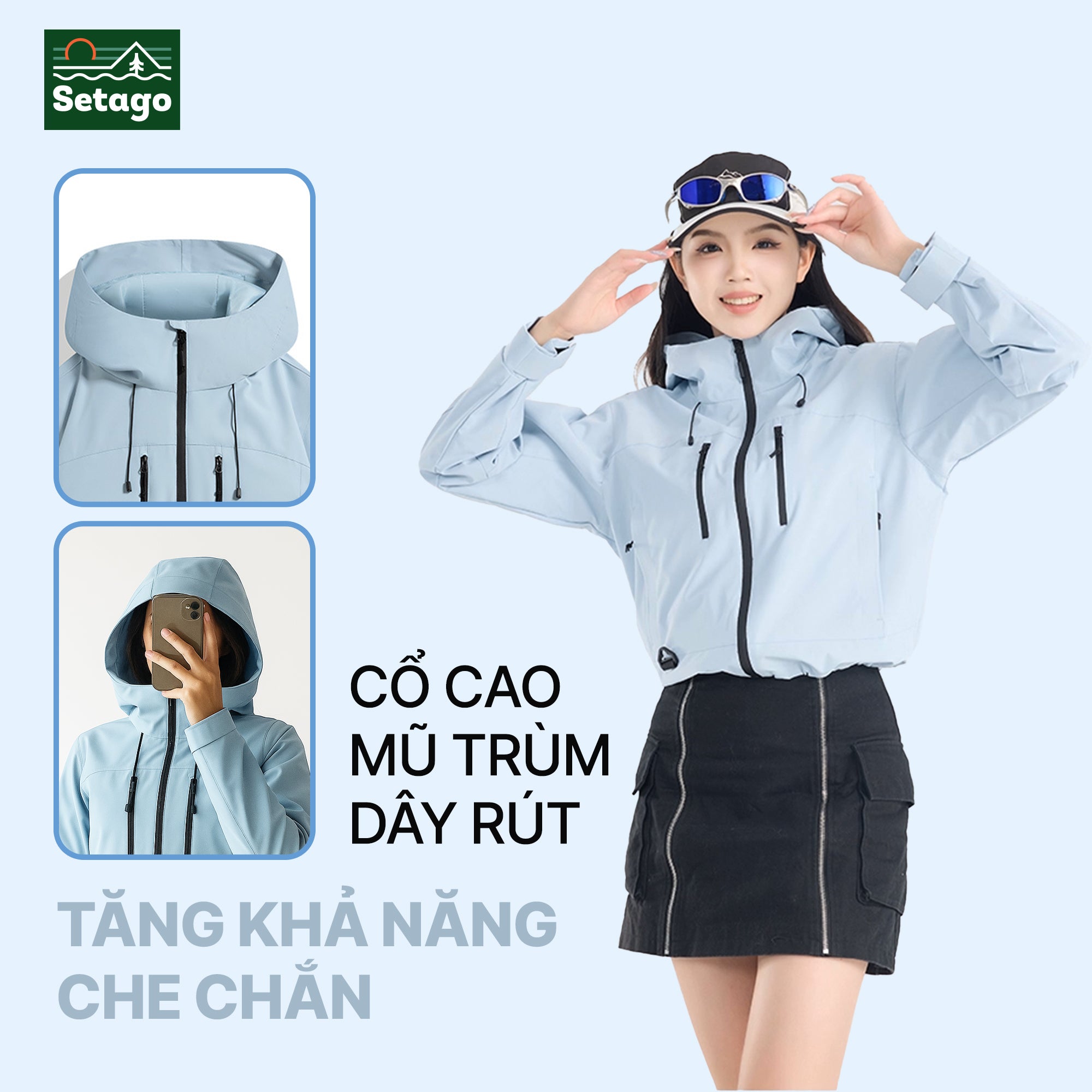 ÁO KHOÁC CROPTOP NỮ CROPARA – CẢN GIÓ, CHỐNG NƯỚC, NỮ TÍNH VÀ NĂNG ĐỘNG