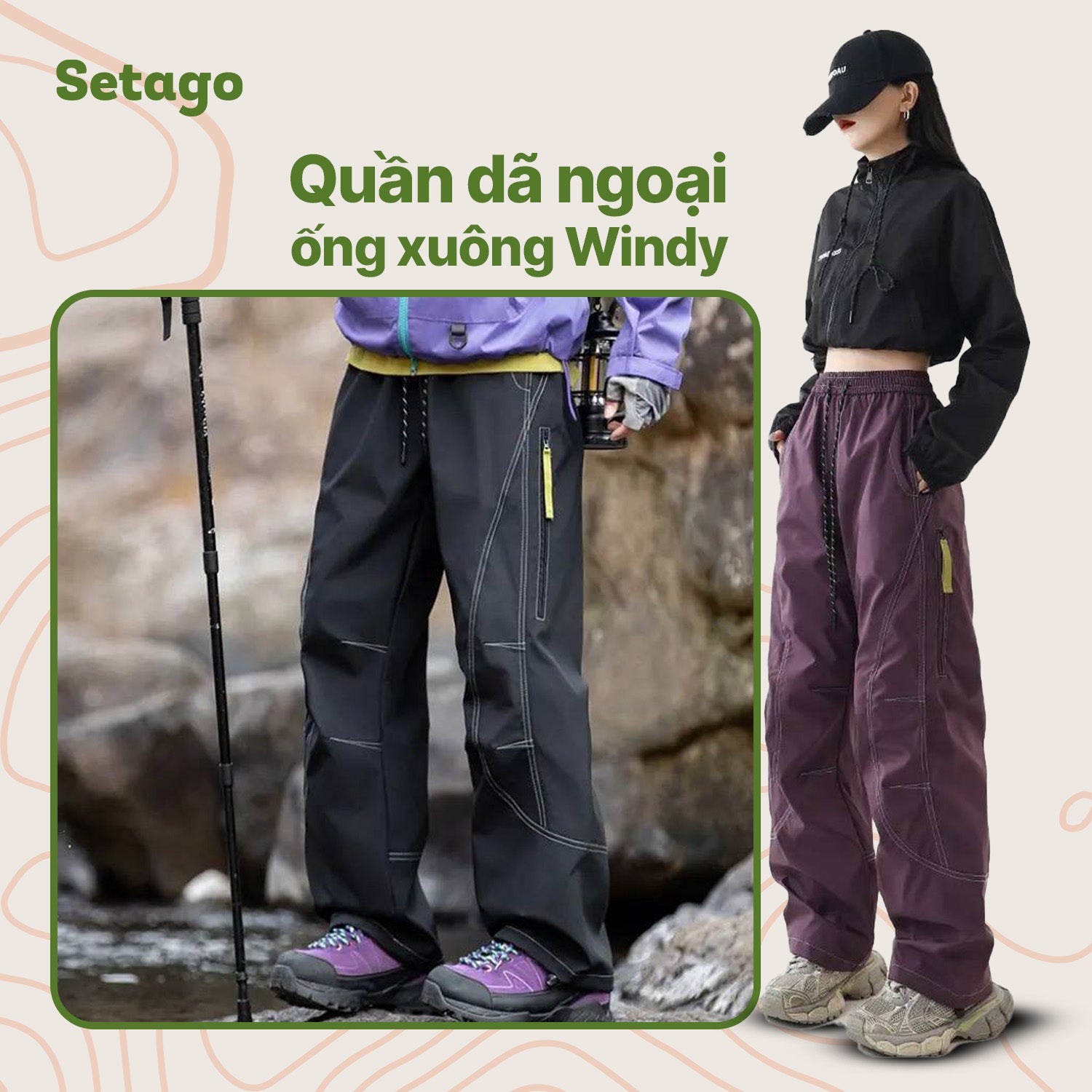 Quần dã ngoại ống suông Windy - phong cách, linh hoạt