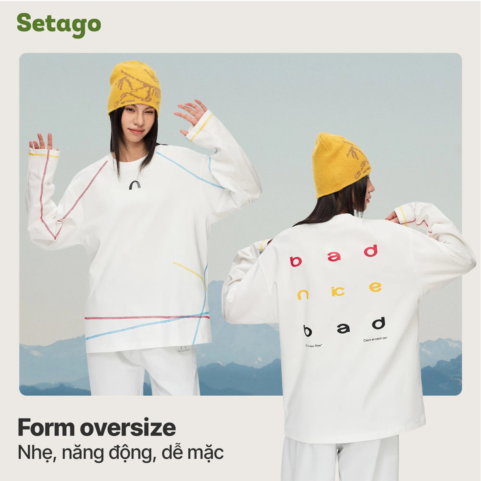 Áo dài tay NiceBad Oversize thể thao