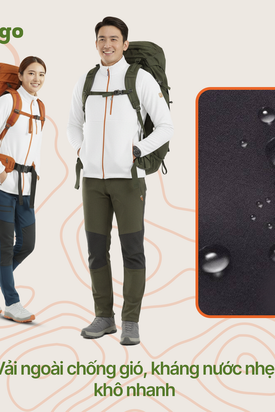 Quần leo núi lót nỉ mùa đông Alaska - Giữ ấm, trượt nước, chống mài mòn
