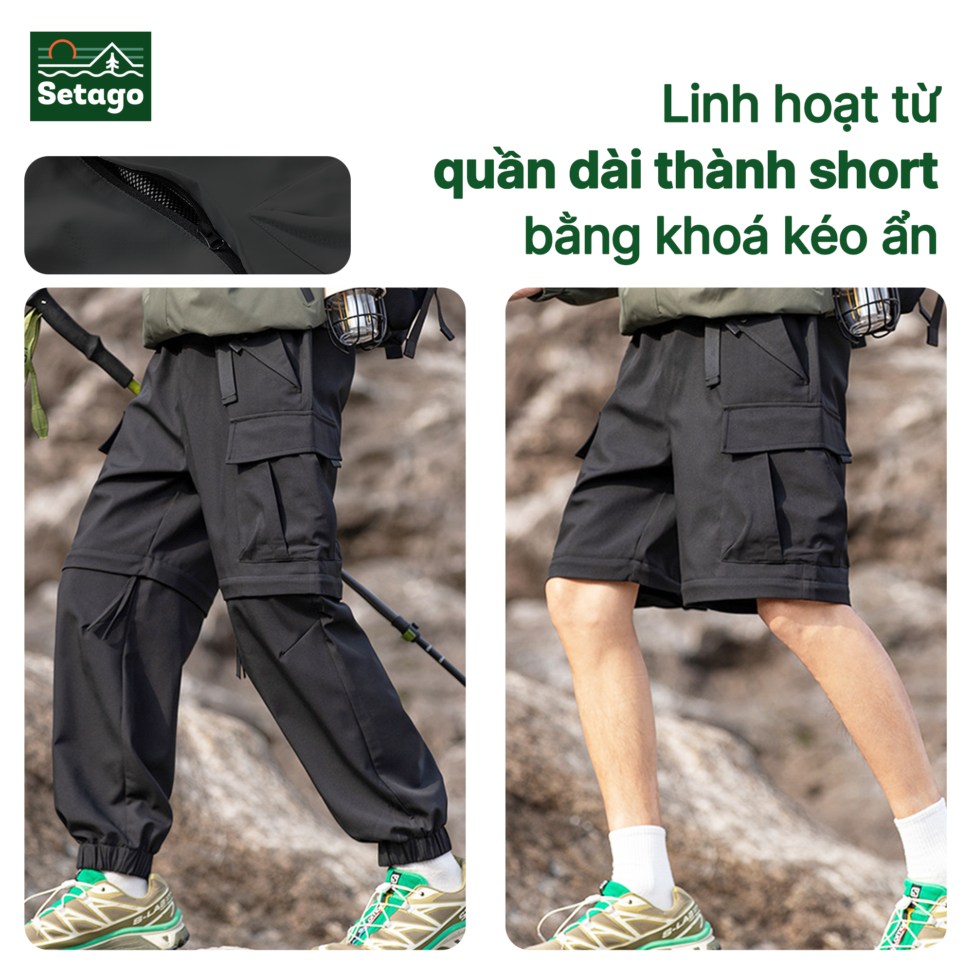 Quần túi hộp DualGear 2 trong 1 - Linh hoạt, chống nước, chống trầy, nhanh khô