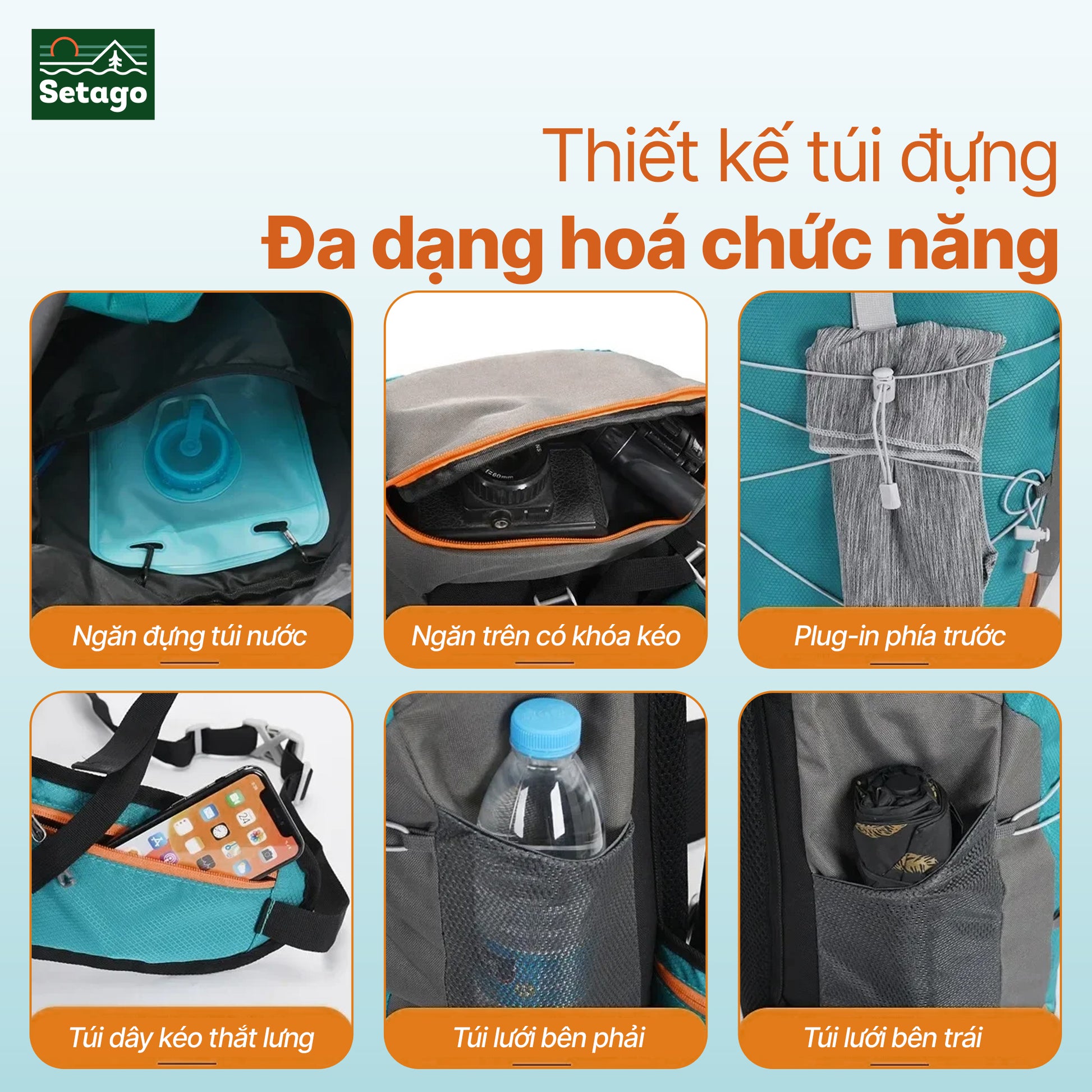 Balo dã ngoại thể thao Roamer - 40L, chống nước, thoáng khí