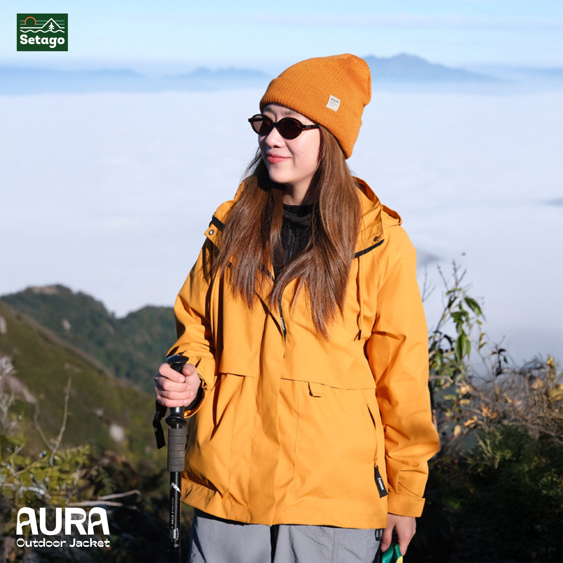 Áo khoác dã ngoại Aura - dáng oversize năng động với cổ cao giúp chống gió, chống thấm nước, chống nắng tối ưu