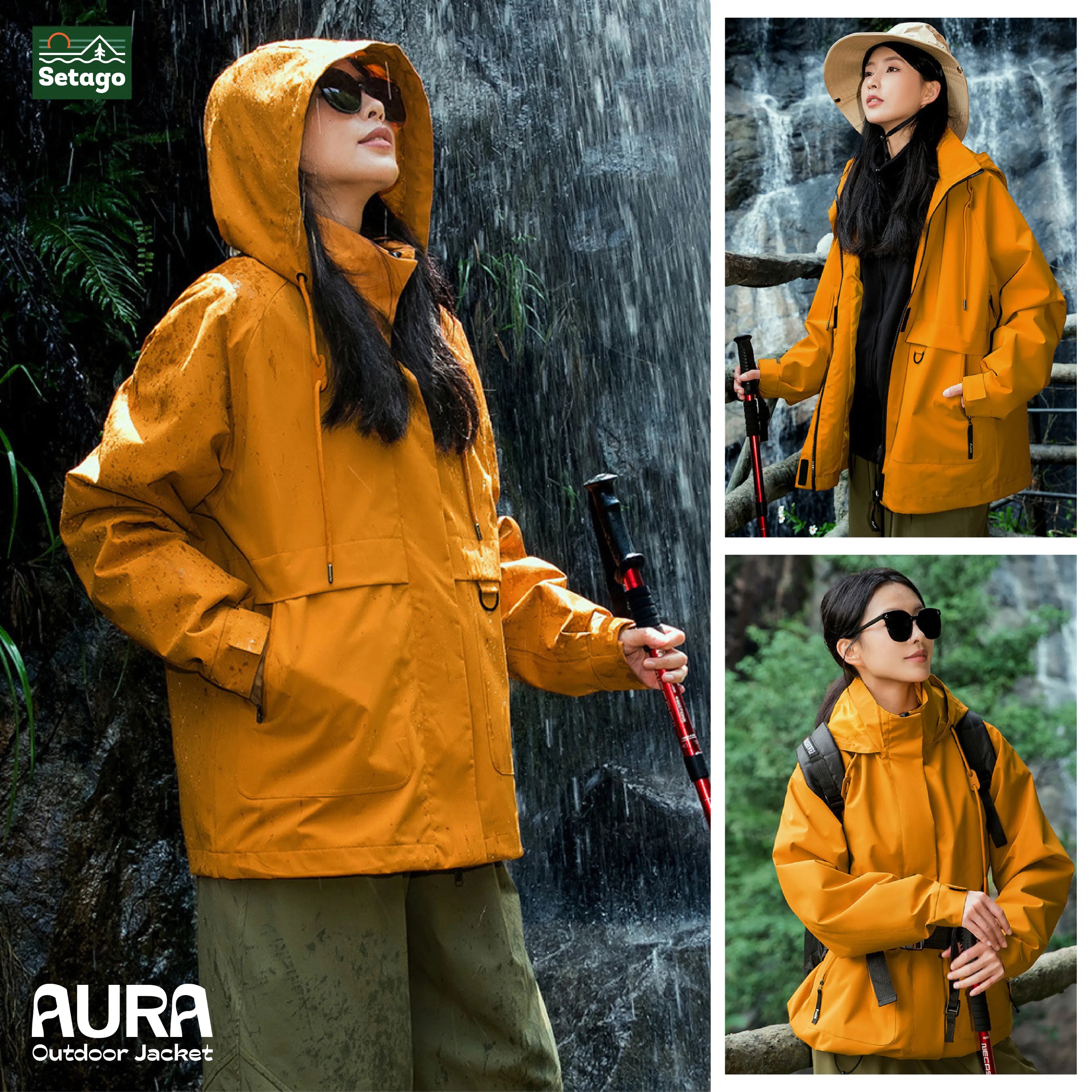 Áo khoác dã ngoại Aura - dáng oversize năng động với cổ cao giúp chống gió, chống thấm nước, chống nắng tối ưu