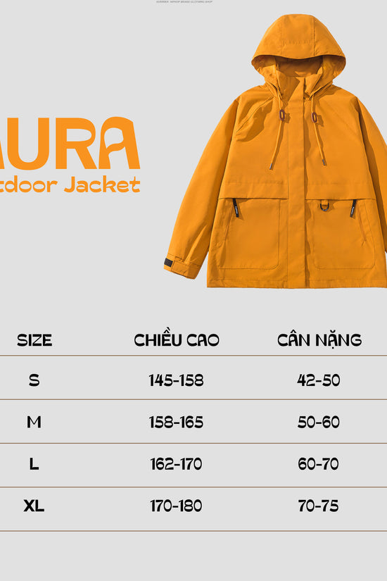 Áo khoác dã ngoại Aura - dáng oversize năng động với cổ cao giúp chống gió, chống thấm nước, chống nắng tối ưu