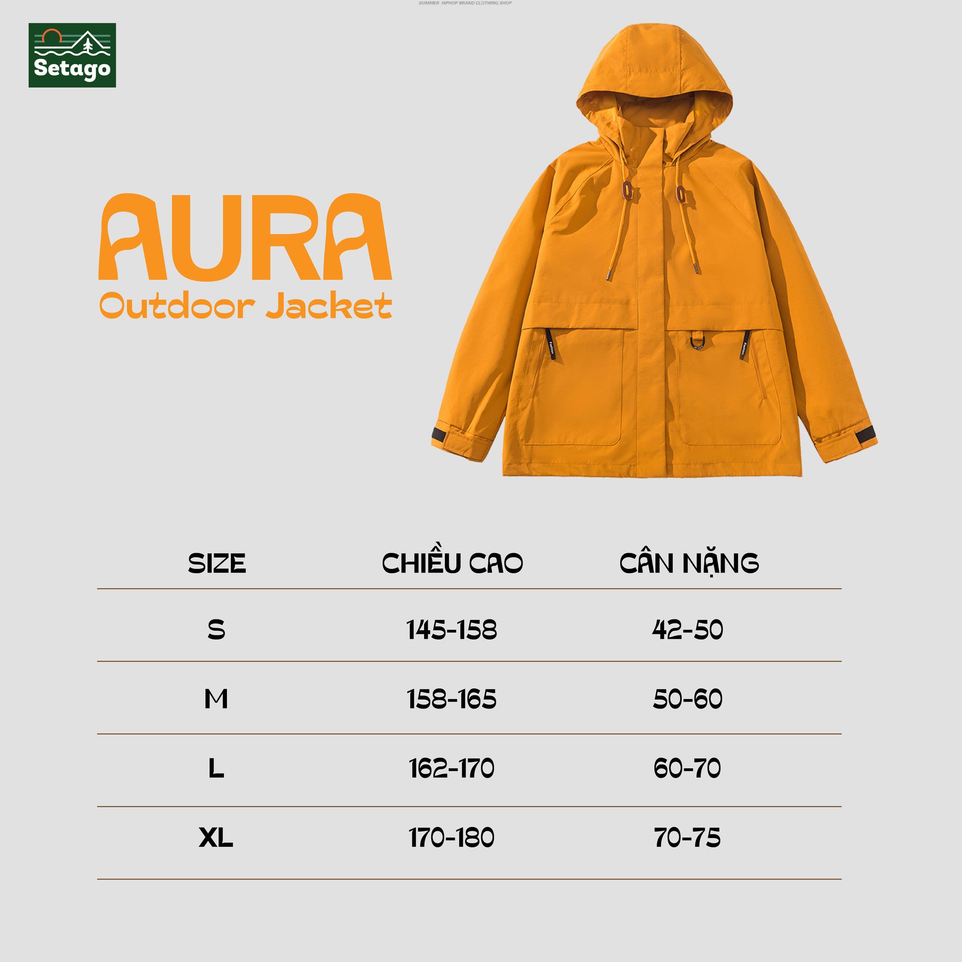 Áo khoác dã ngoại Aura - dáng oversize năng động với cổ cao giúp chống gió, chống thấm nước, chống nắng tối ưu