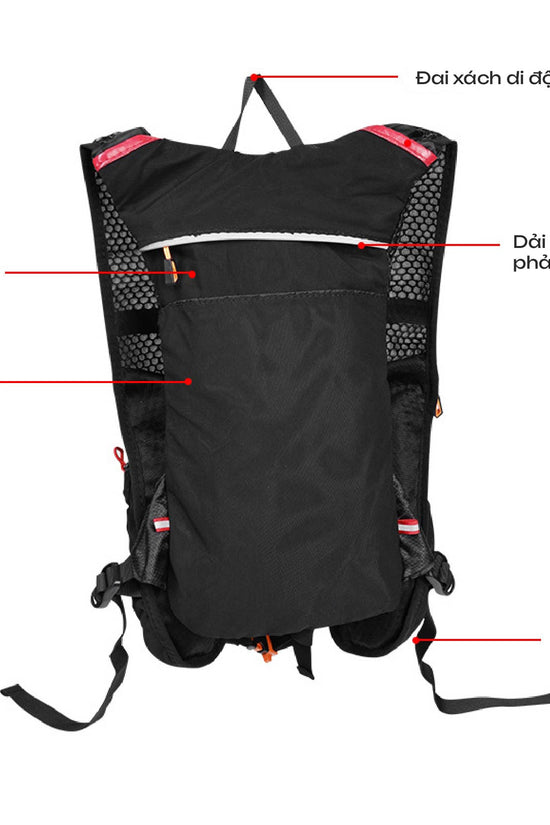 Balo Trail 10L - siêu nhẹ, thiết kế vest ôm sát, lưới tổ ong thoáng khí, tích hợp ngăn chứa nước