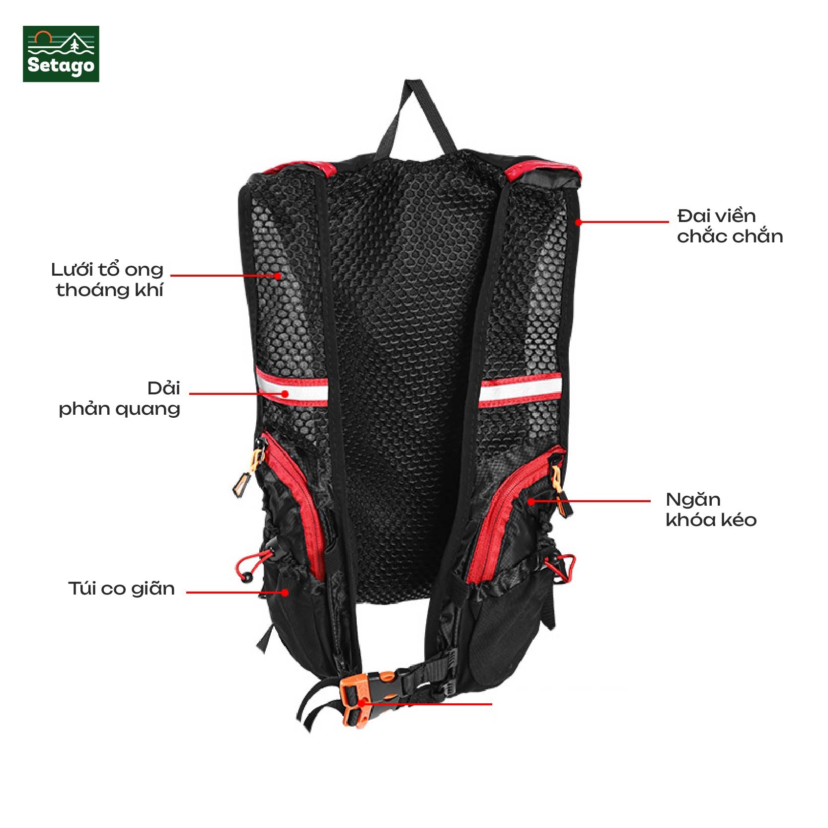 Balo Trail 10L - siêu nhẹ, thiết kế vest ôm sát, lưới tổ ong thoáng khí, tích hợp ngăn chứa nước