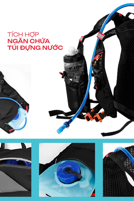 Balo Trail 10L - siêu nhẹ, thiết kế vest ôm sát, lưới tổ ong thoáng khí, tích hợp ngăn chứa nước