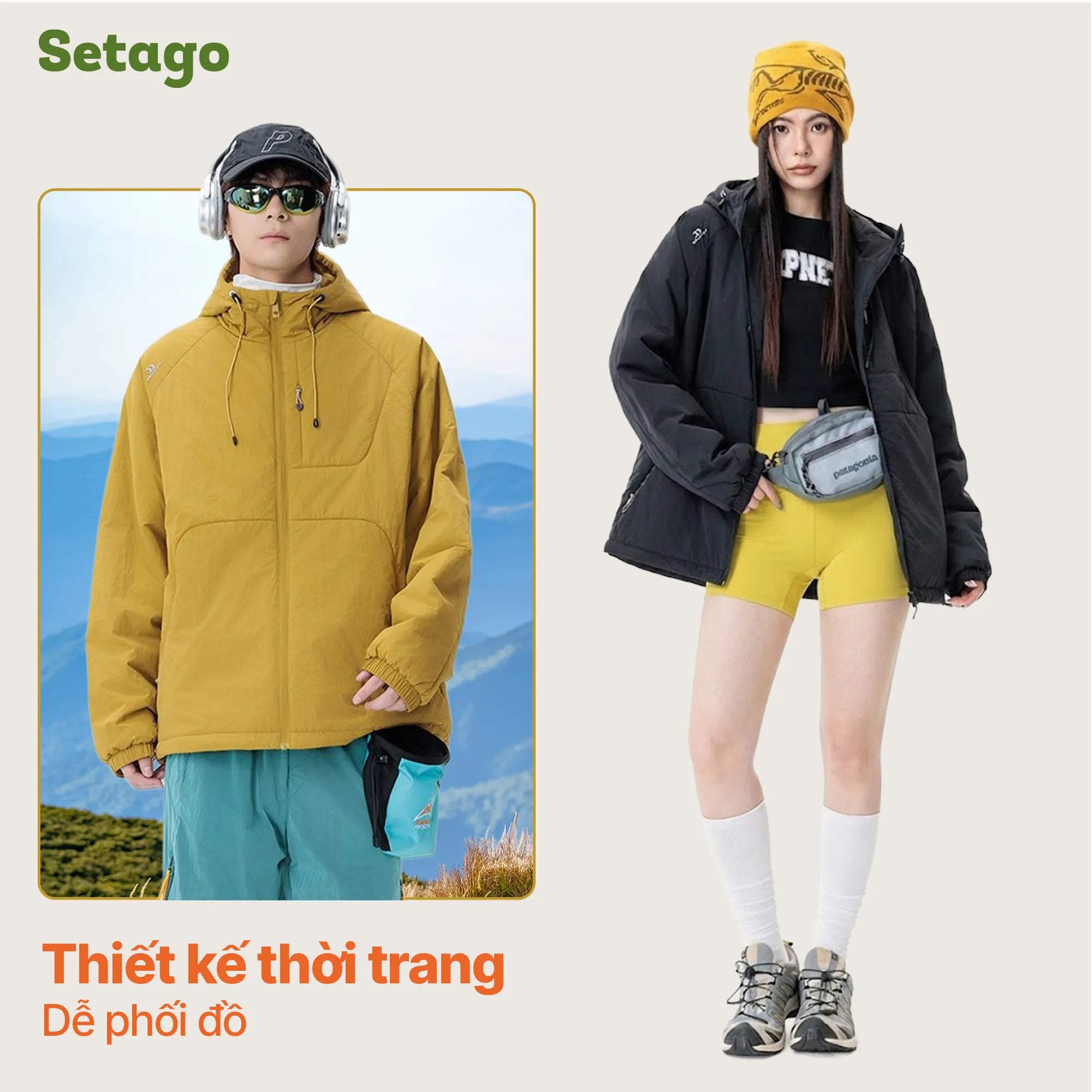 Áo khoác phao du lịch, thời trang siêu nhẹ gấp gọn Cloudy