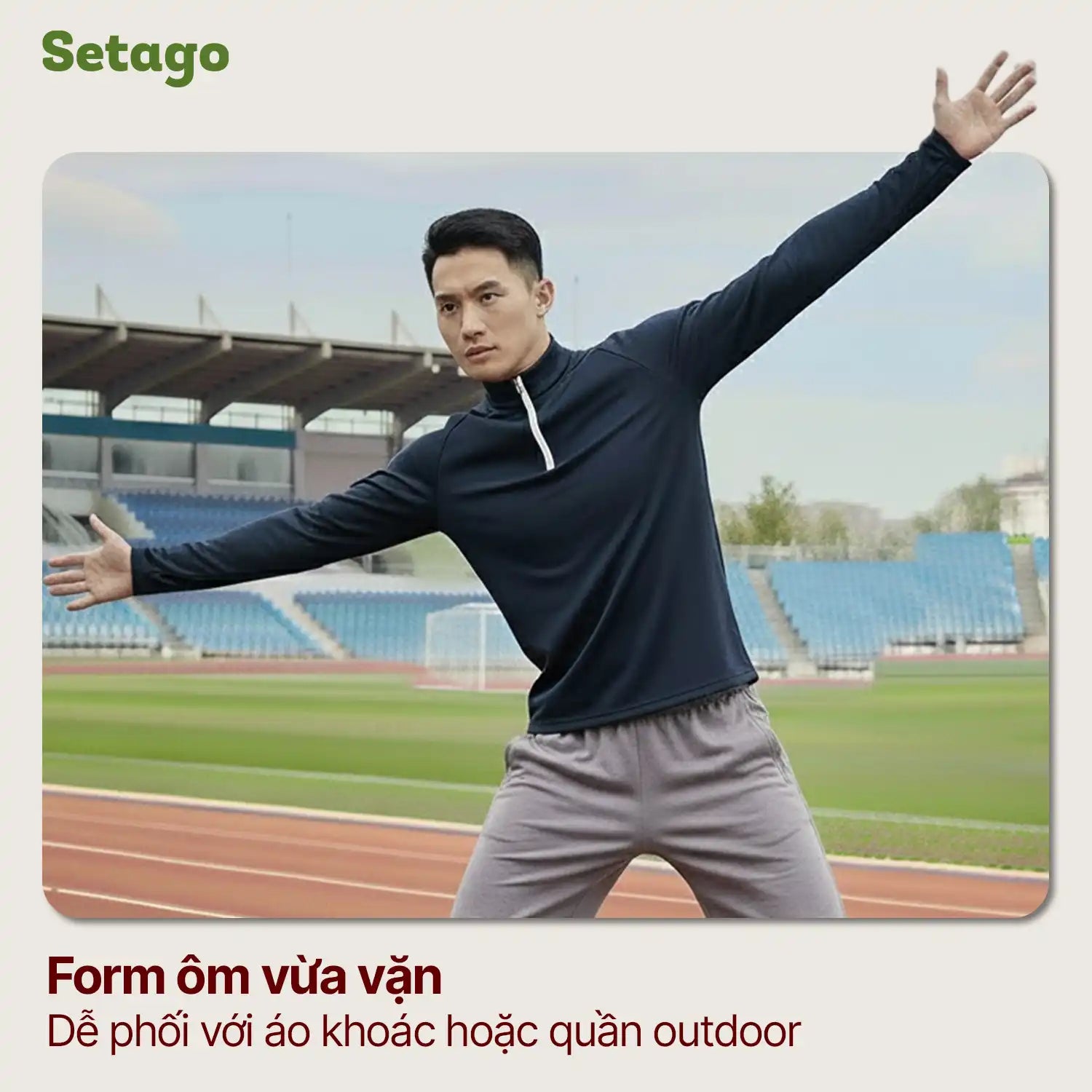 Áo dài tay half-zip lót nỉ mỏng thu đông Haven